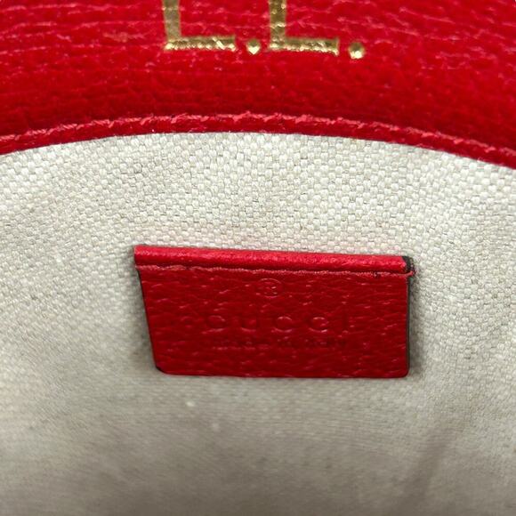 Gucci Red Leather GG Monogram Long Top Handle Canvas BAg - Picture 7 of 10